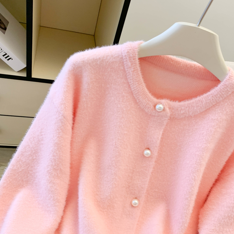 Plush imitation of mink velvet sweater knitted coat for women