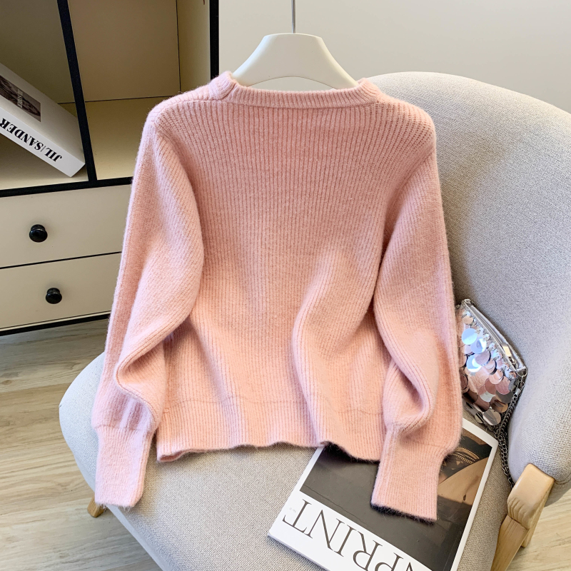 Bow pullover sweater thick niche tops