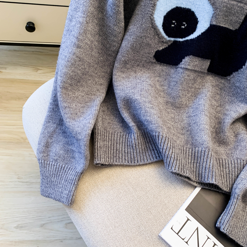 Short loose sweater thick jacquard tops for women