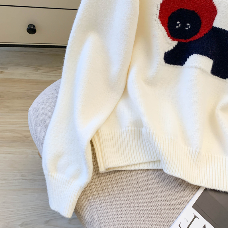 Short loose sweater thick jacquard tops for women