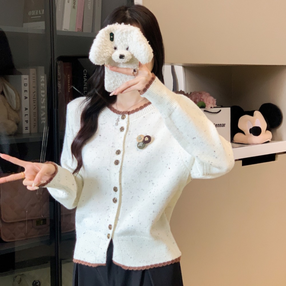 Pullover sweater round neck cardigan for women