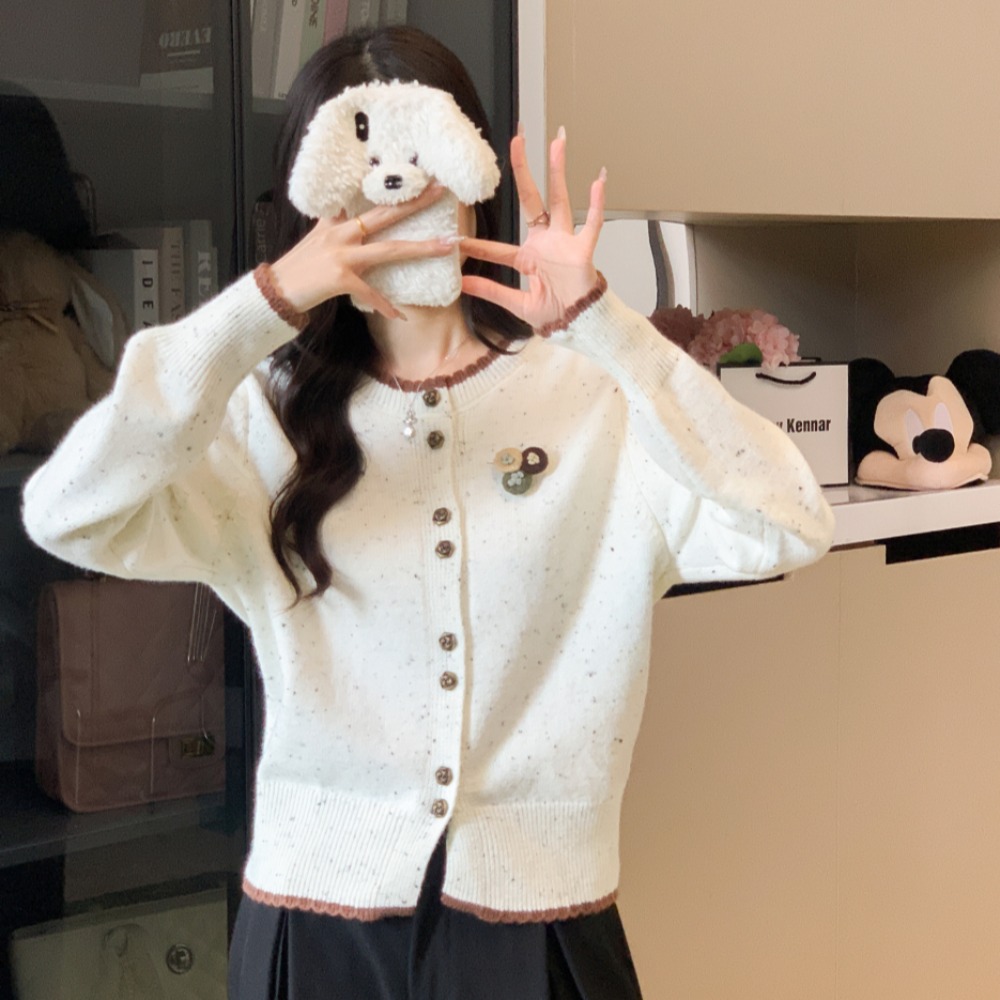 Pullover sweater round neck cardigan for women