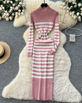 Knitted dress package hip long dress for women