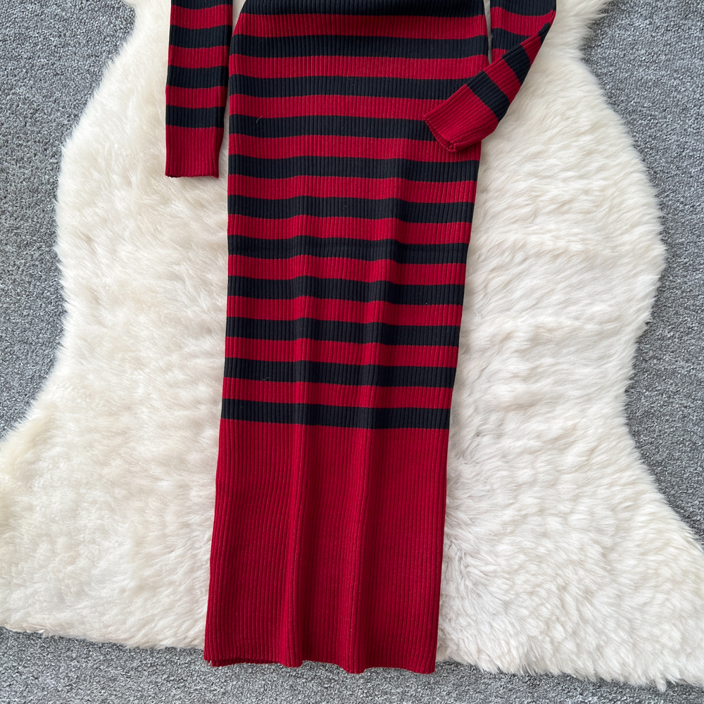 Knitted dress package hip long dress for women