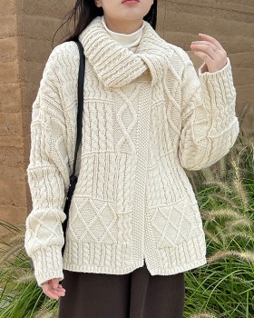 Wool autumn lazy stereoscopic niche twist sweater