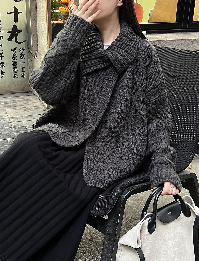 Wool autumn lazy stereoscopic niche twist sweater
