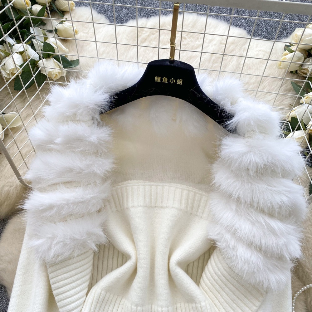 Knitted autumn and winter coat inside the ride vest for women