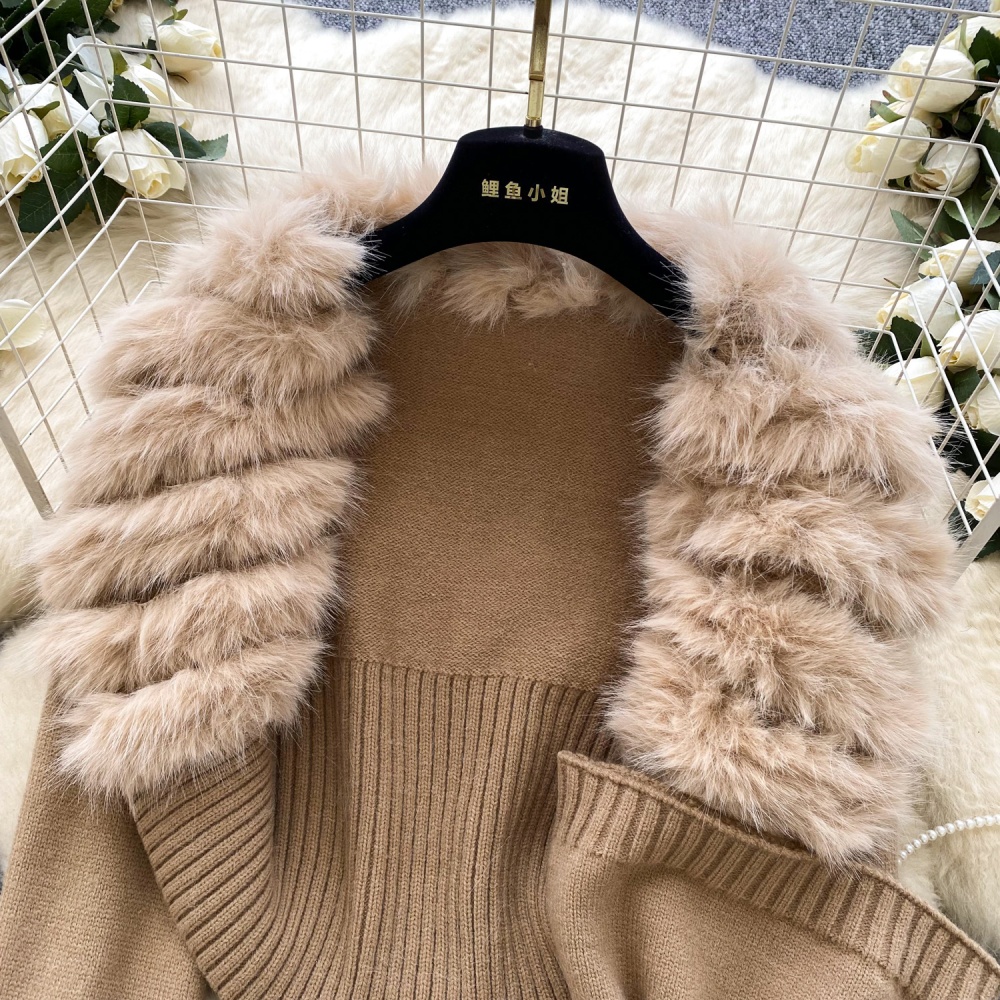 Knitted autumn and winter coat inside the ride vest for women