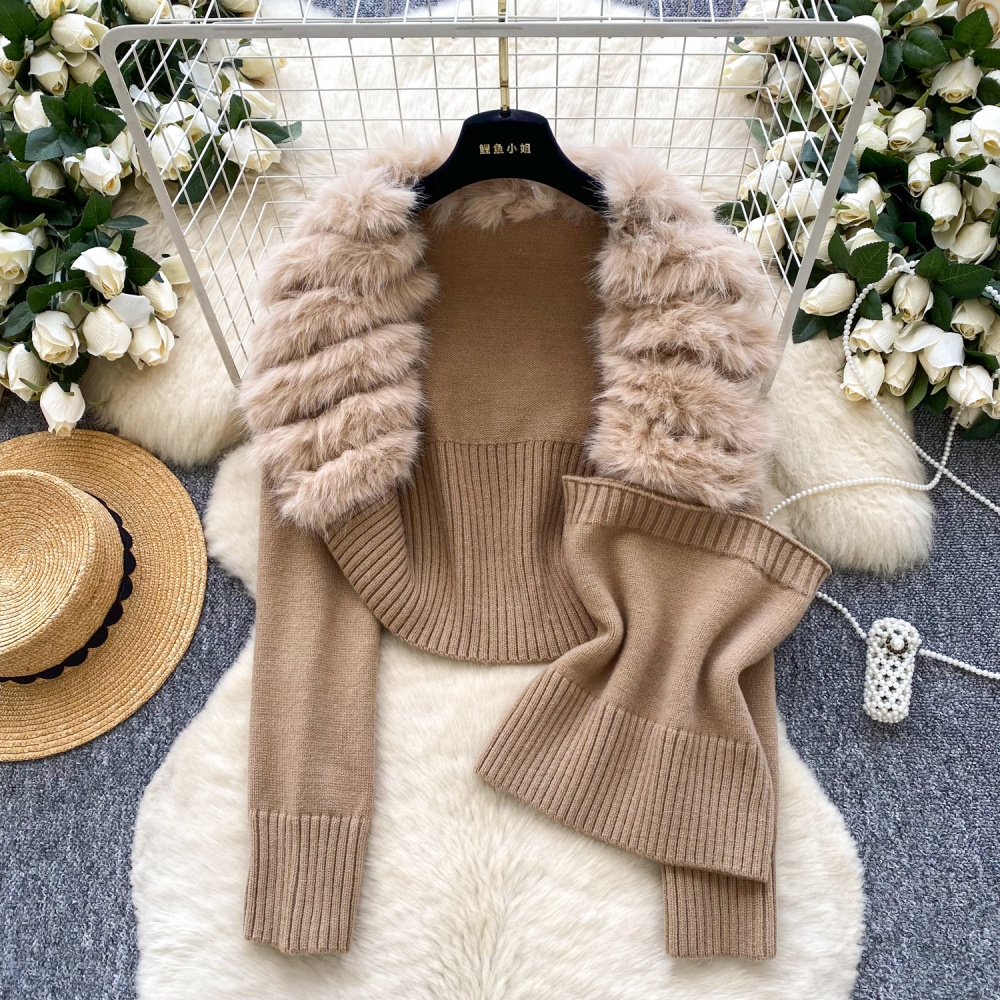 Knitted autumn and winter coat inside the ride vest for women