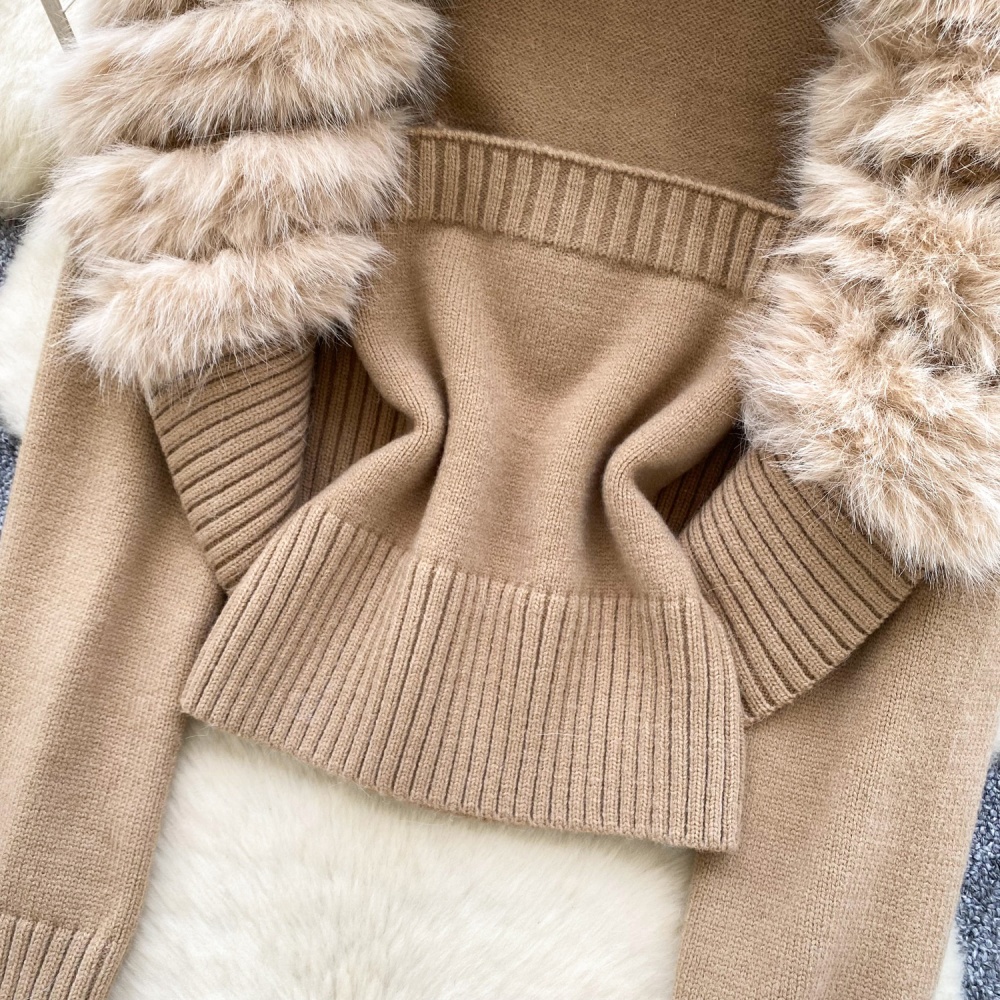 Knitted autumn and winter coat inside the ride vest for women