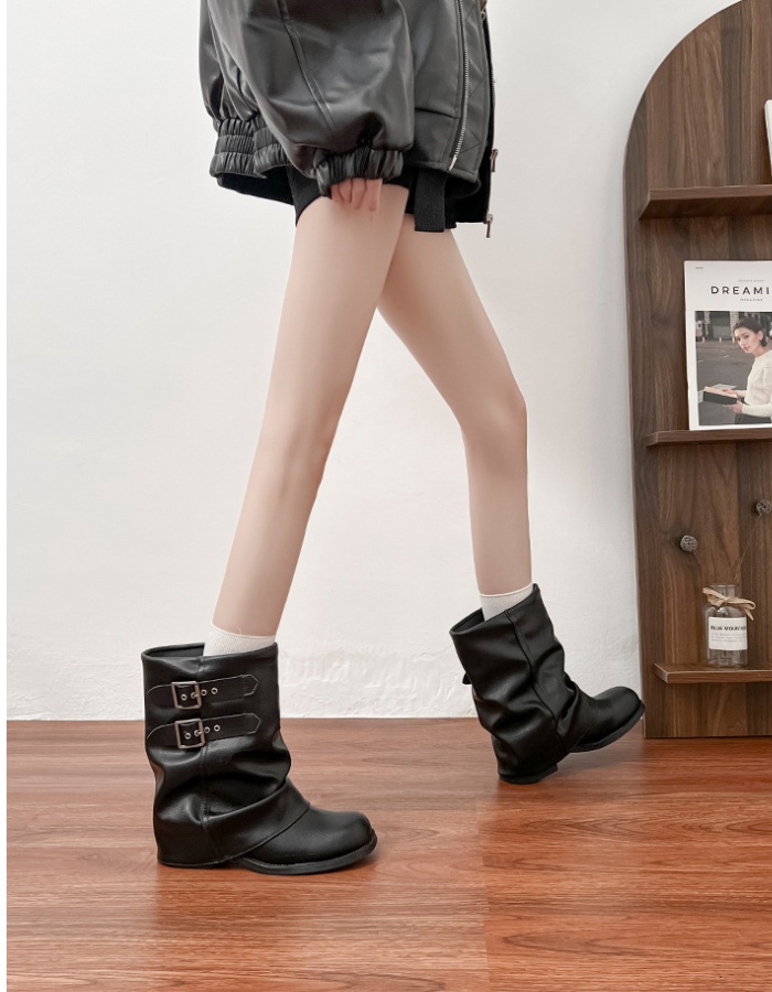 Thick crust low cylinder thick retro boots for women