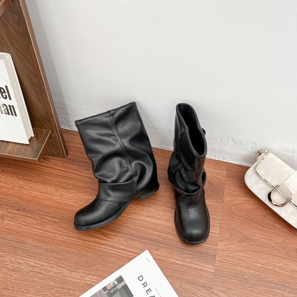 Thick crust low cylinder thick retro boots for women