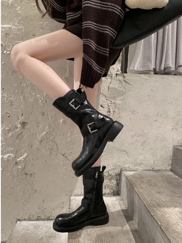 Thick crust double cingulate middle cylinder winter boots