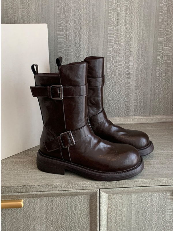 Thick crust double cingulate middle cylinder winter boots