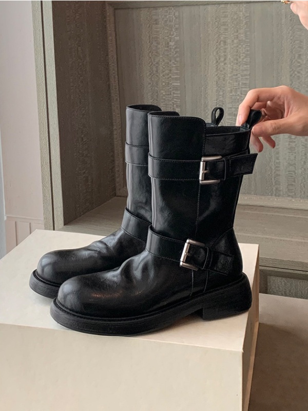 Thick crust double cingulate middle cylinder winter boots