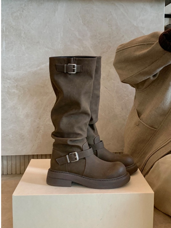 Autumn and winter thigh boots fold boots for women