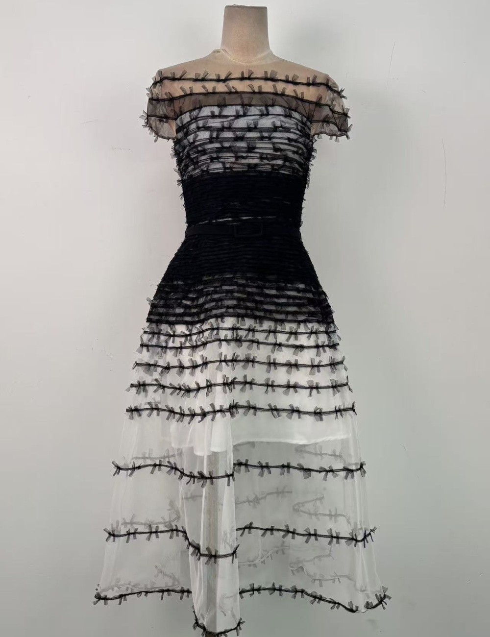 Elegant temperament dress gradient gauze long dress