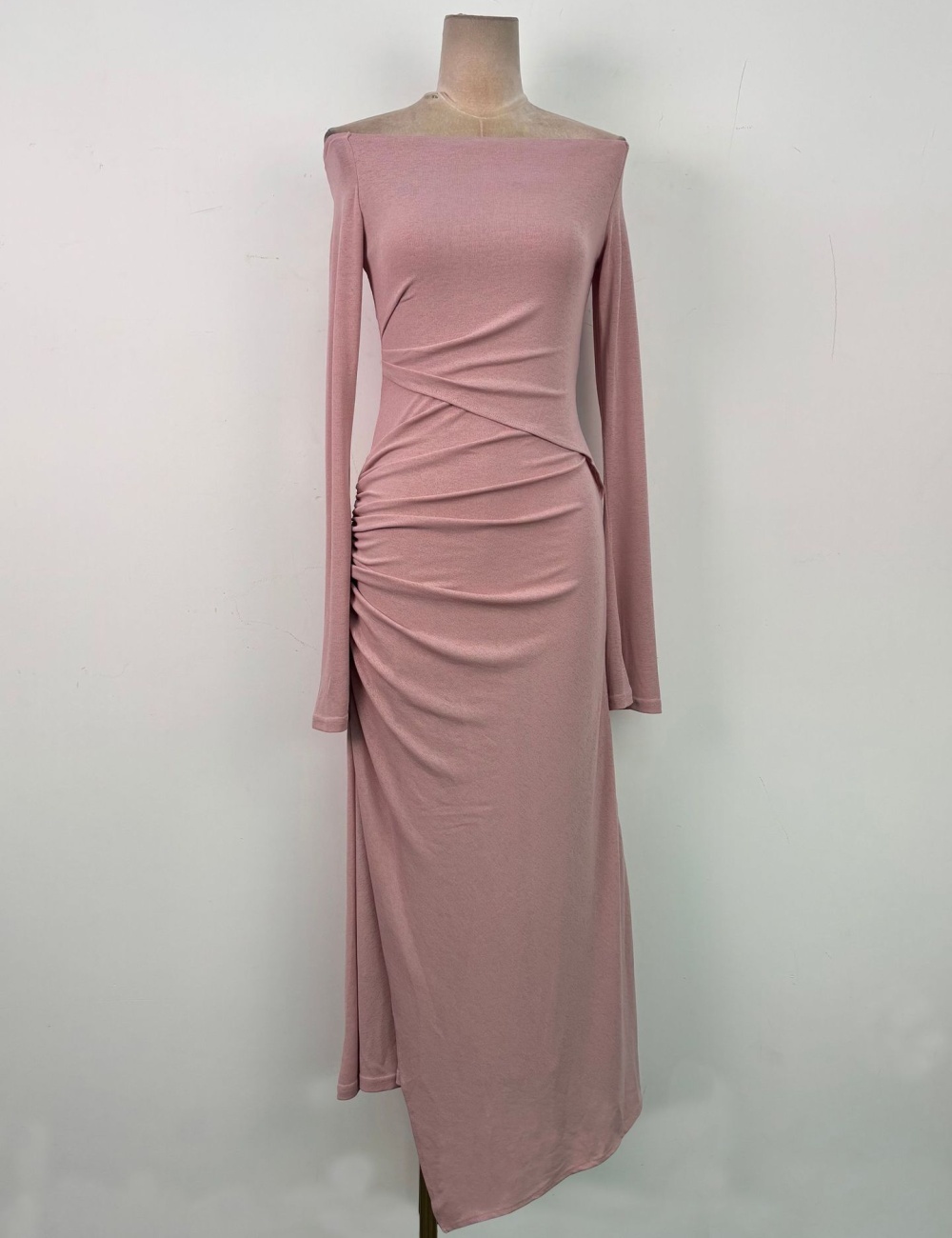 Tender flat shoulder long dress temperament elegant dress