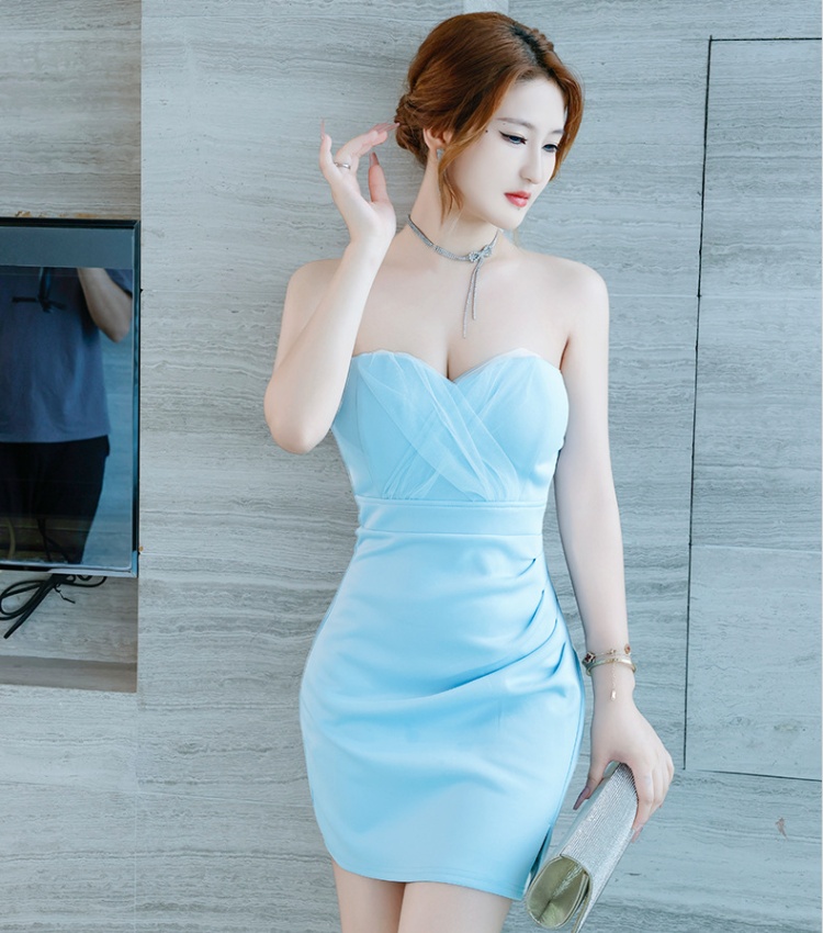 Night show slim wrapped chest T-back sexy halter dress