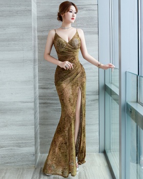 Temperament lace long dress perspective evening dress