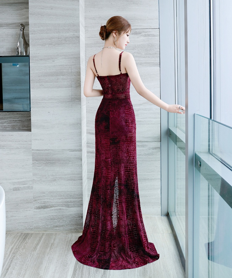 Temperament lace long dress perspective evening dress