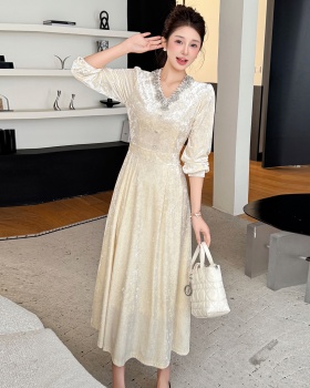 Slim tender autumn and winter temperament big skirt dress