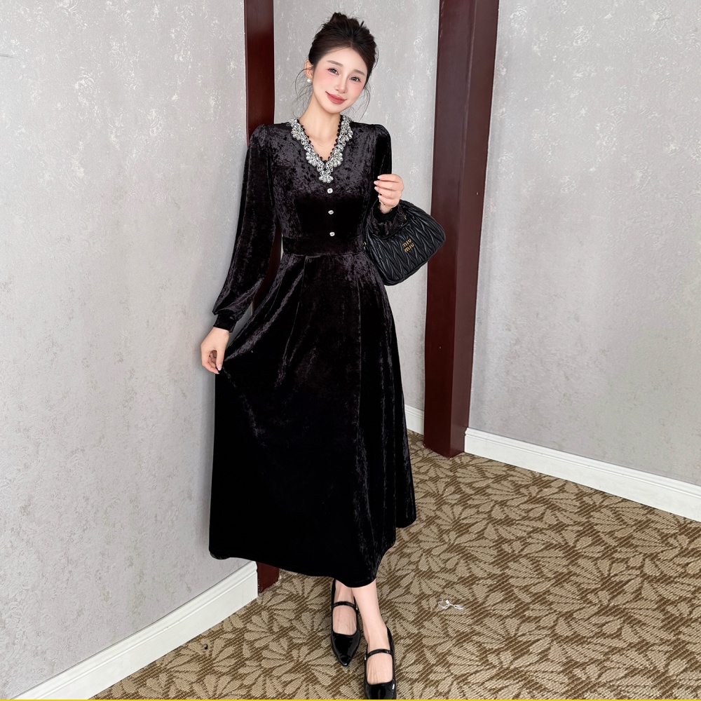 Slim tender autumn and winter temperament big skirt dress