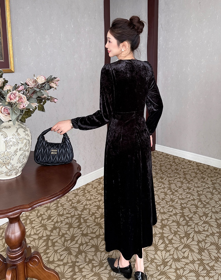 Slim tender autumn and winter temperament big skirt dress