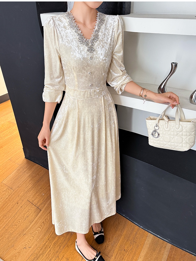 Slim tender autumn and winter temperament big skirt dress