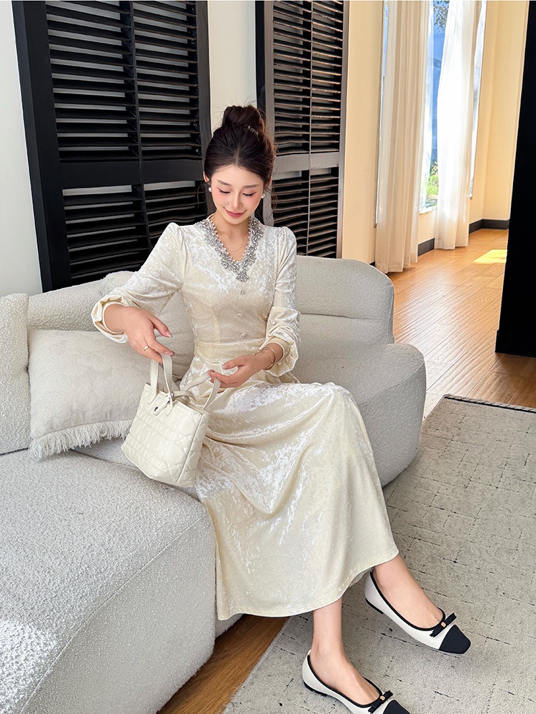 Slim tender autumn and winter temperament big skirt dress