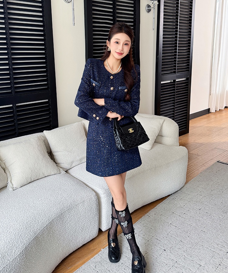 France style temperament coat chanelstyle skirt 2pcs set