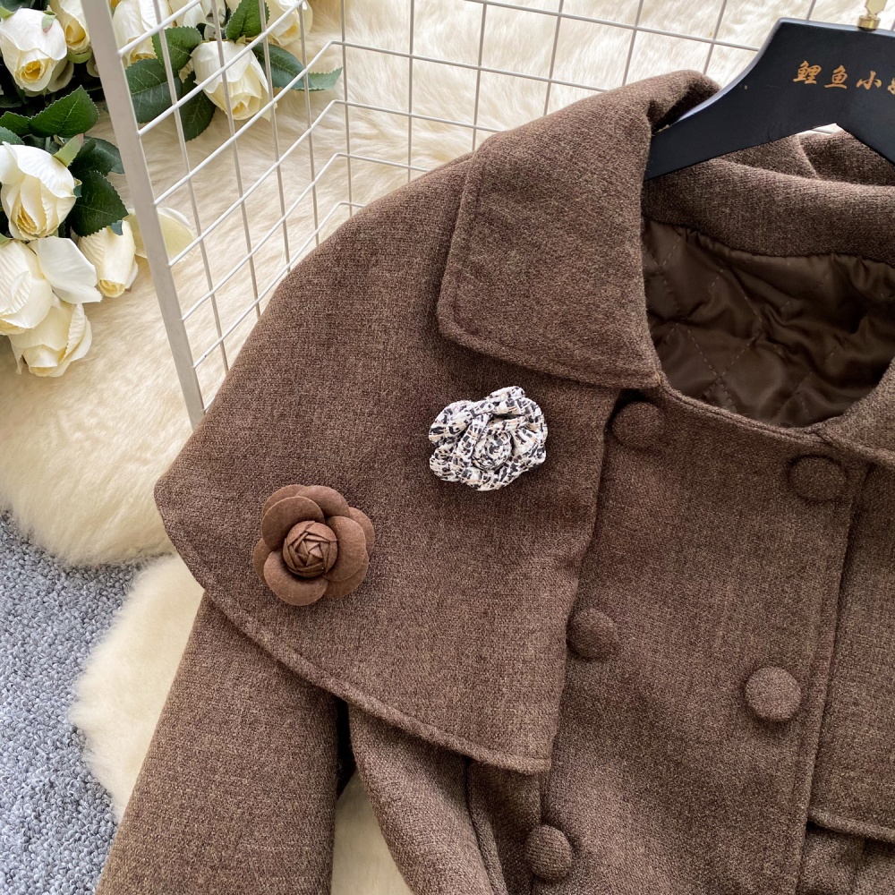 Colors splice coat bandage France style cloak a set