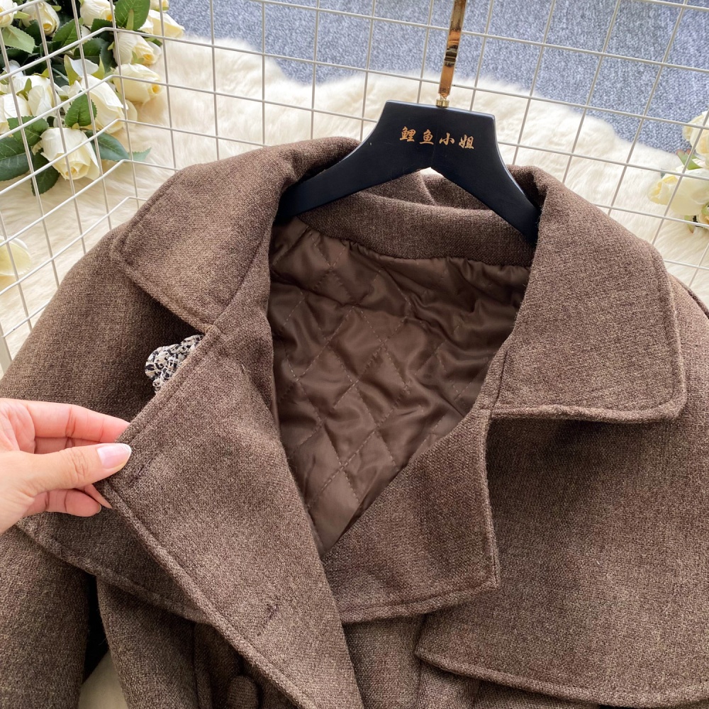 Colors splice coat bandage France style cloak a set