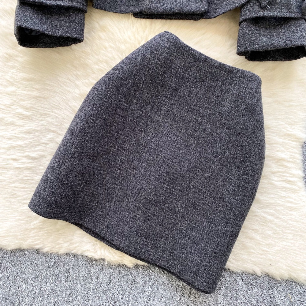 Colors splice coat bandage France style cloak a set