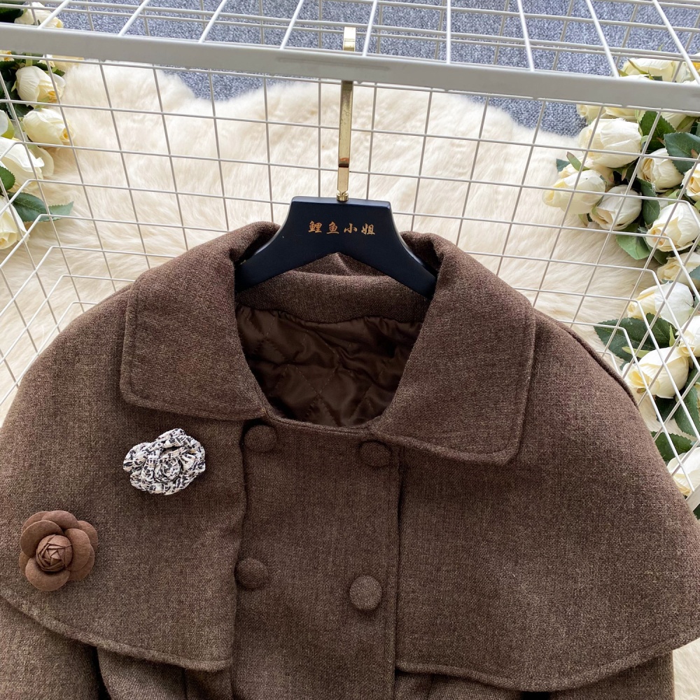 Colors splice coat bandage France style cloak a set