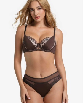 Thin lace sexy Lingerie splice embroidered Bra a set