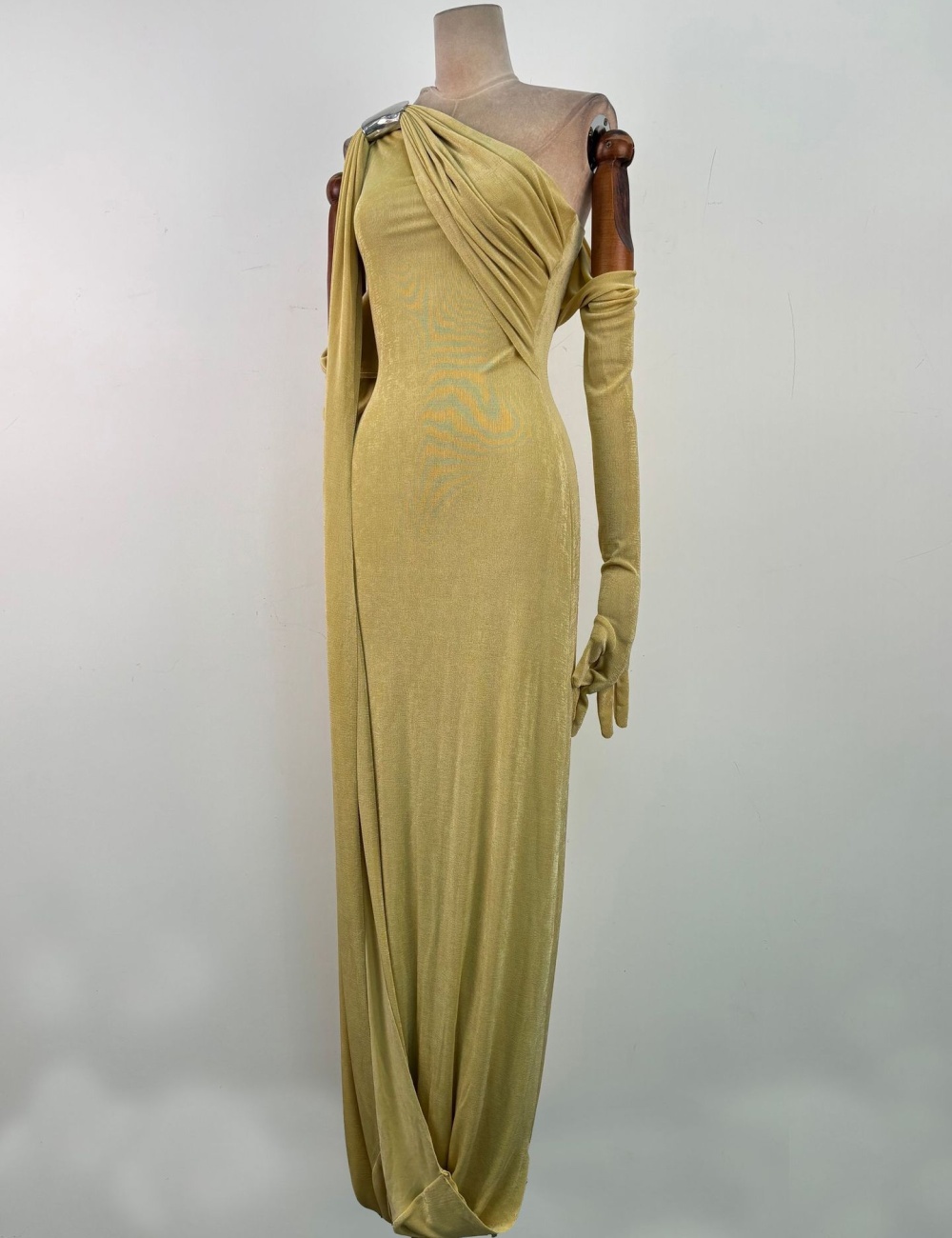 Temperament pure simple long dress shoulder sleeve slim dress