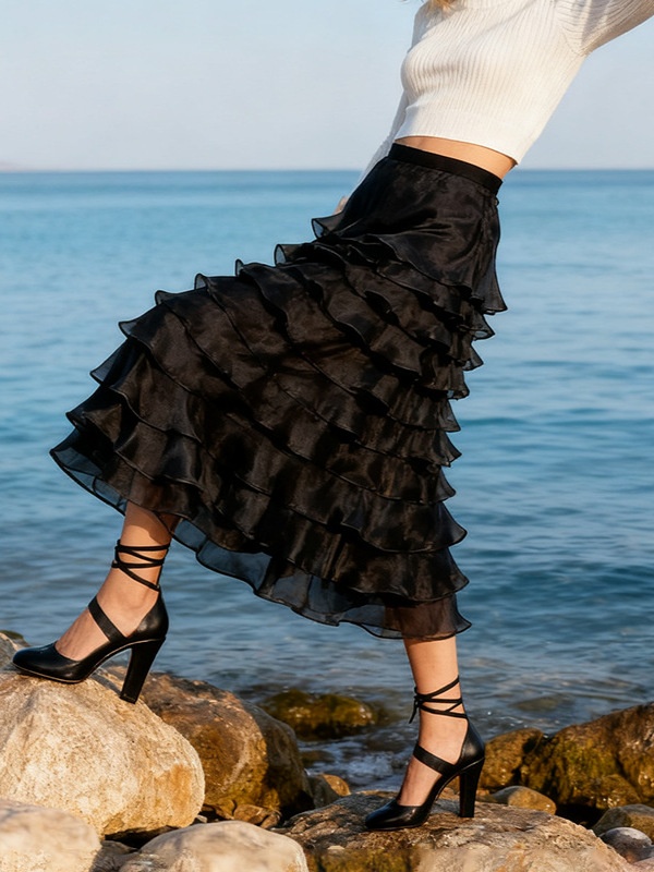 Slim temperament fashion skirt cake France style long skirt