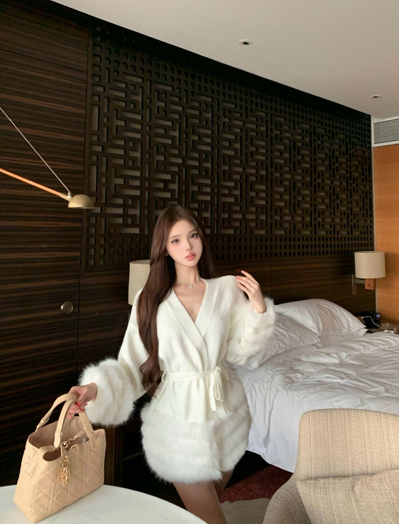 Elmo temperament frenum cardigan V-neck tender coat