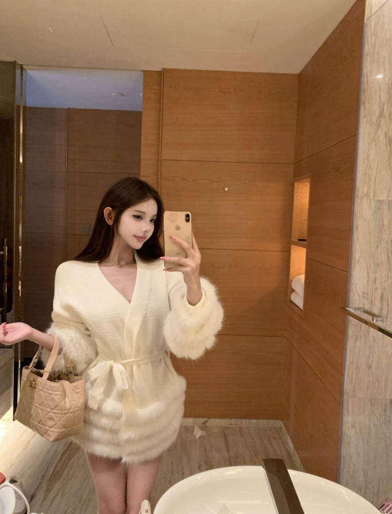 Elmo temperament frenum cardigan V-neck tender coat