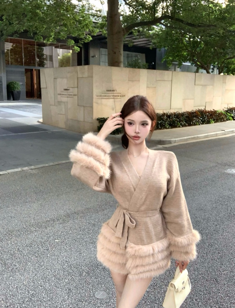 Elmo temperament frenum cardigan V-neck tender coat