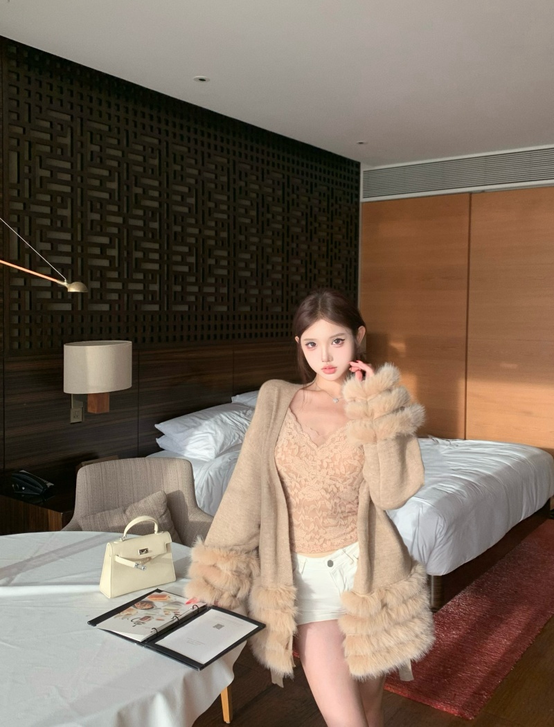 Elmo temperament frenum cardigan V-neck tender coat