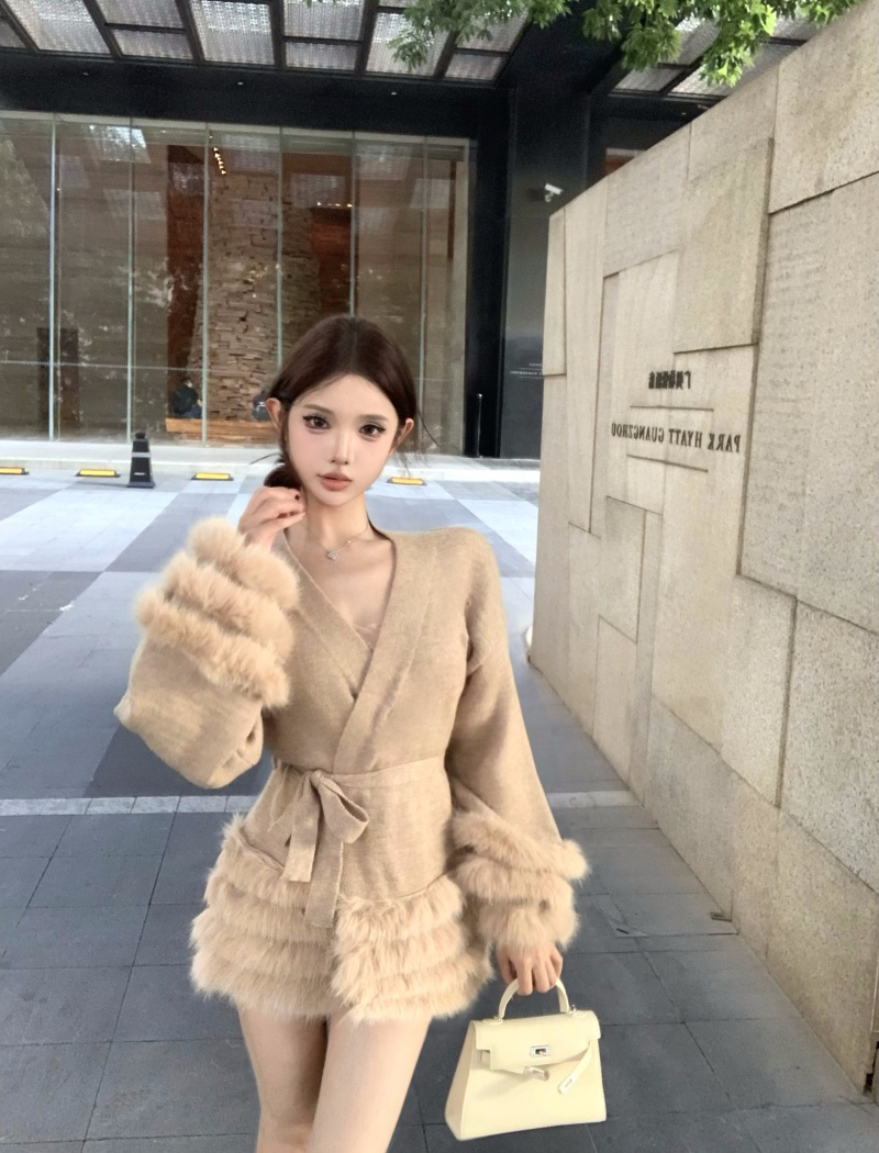 Elmo temperament frenum cardigan V-neck tender coat