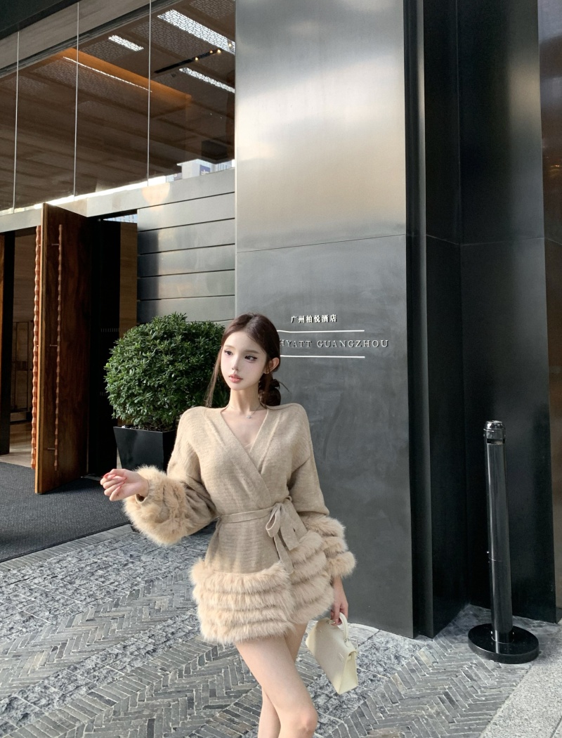 Elmo temperament frenum cardigan V-neck tender coat