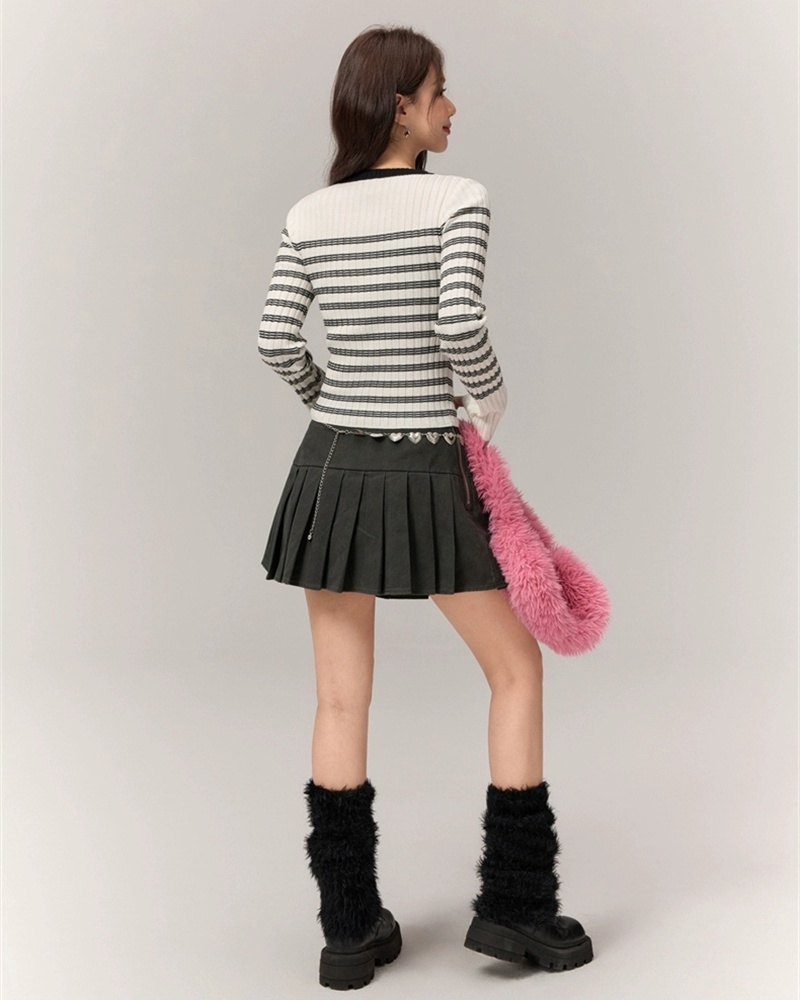 Slim stripe tops Korean style autumn T-shirt