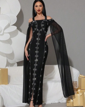 Sexy tight cloak bandage elegant long dress for women