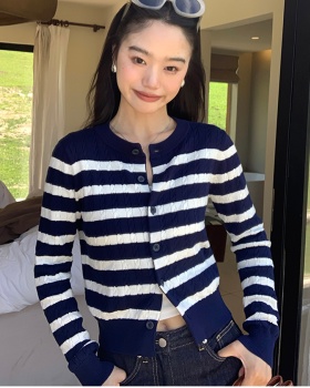 Knitted mixed colors coat autumn sweater for women