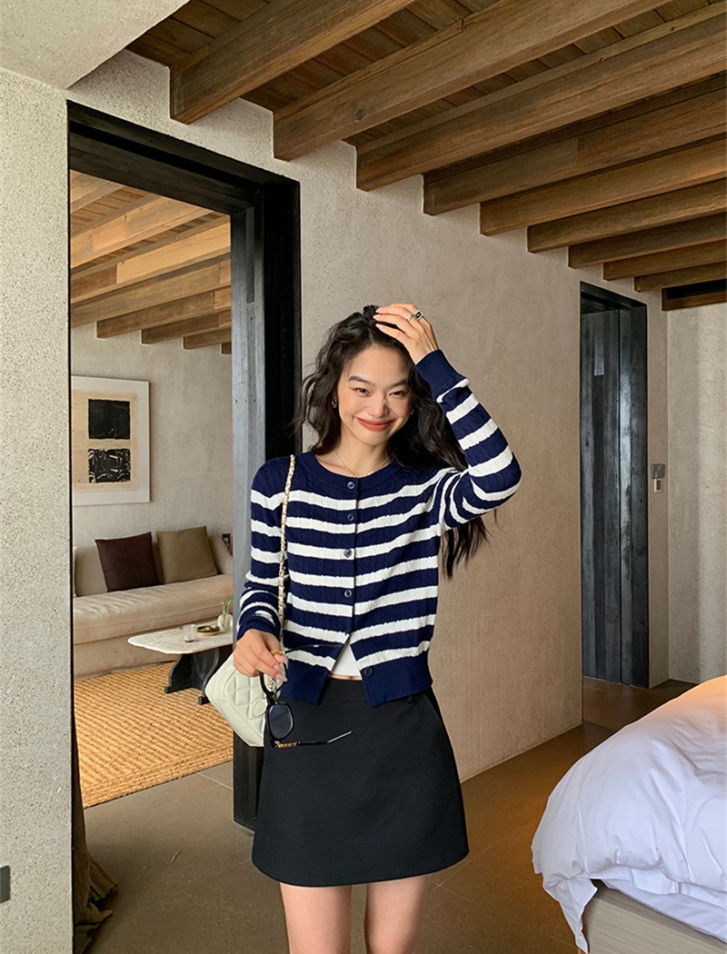 Knitted mixed colors coat autumn sweater for women