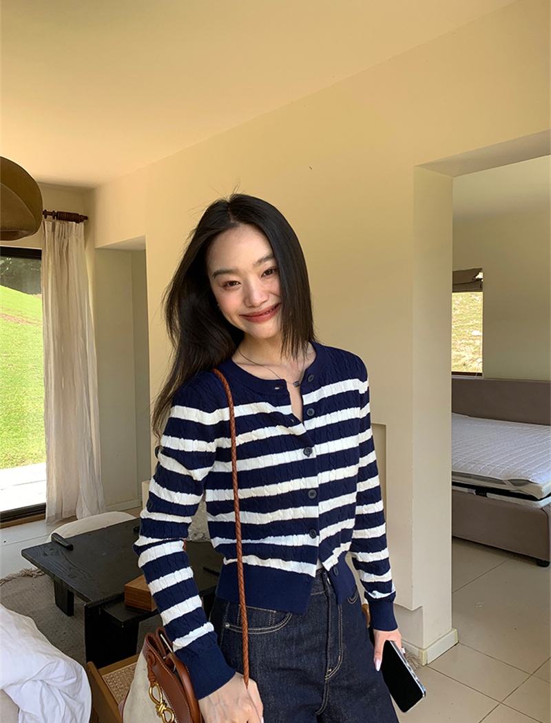 Knitted mixed colors coat autumn sweater for women