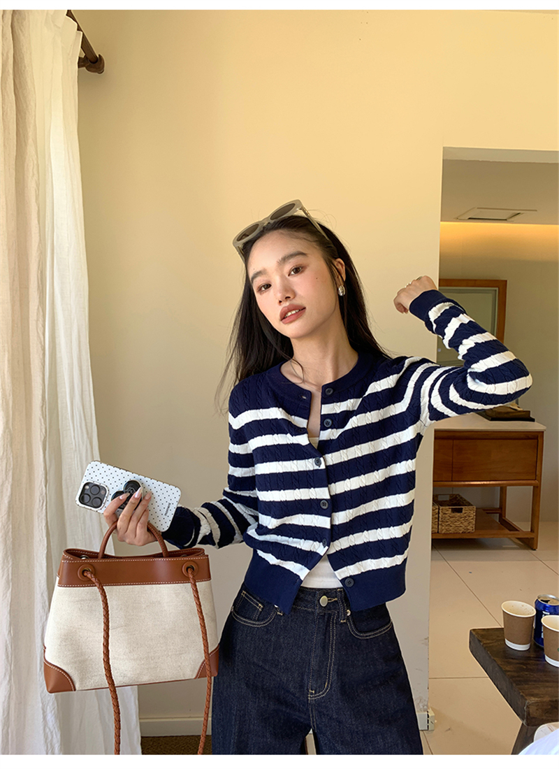 Knitted mixed colors coat autumn sweater for women